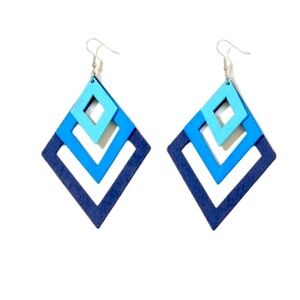3/25 Blue Diamond Shaped Earrings